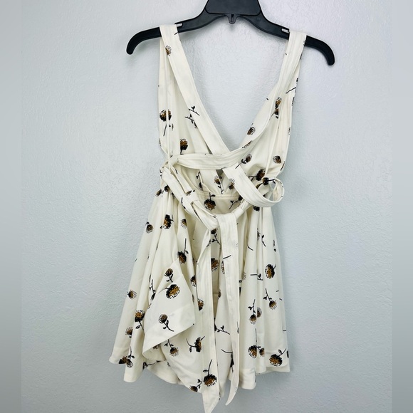 FREE PEOPLE MINI’S FOR YOU Dandelion Flower Cream Racer Back Mini DRESS - Picture 10 of 11